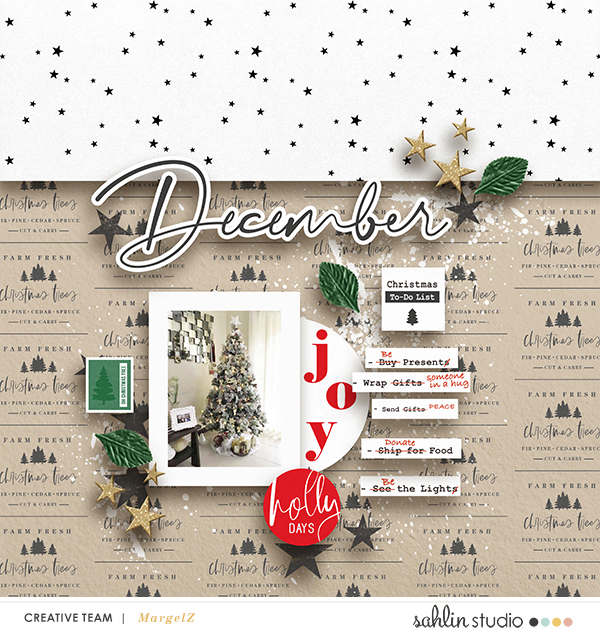 December Making Memories digital scrapbook page using Holly Days by Sahlin Studio