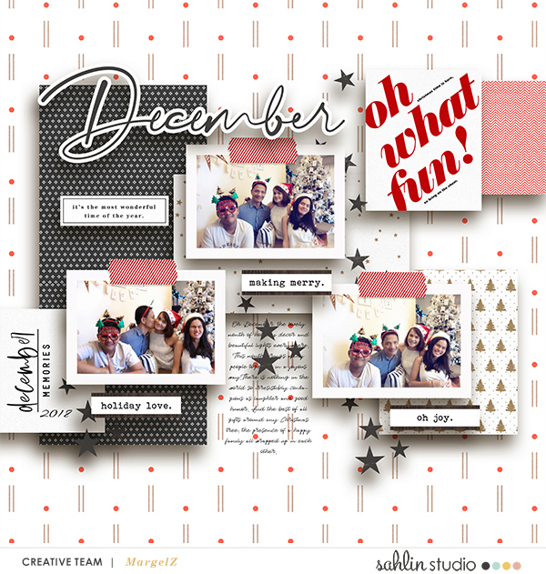 December Oh What Fun digital scrapbook page using Holly Days by Sahlin Studio