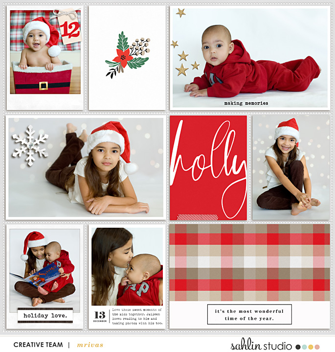 Holly Making Merry digital Project Life scrapbook page using Holly Days by Sahlin Studio