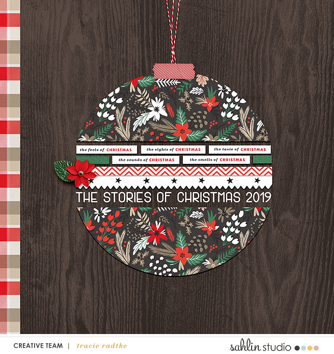 The Story of Christmas December Daily Album Cover digital scrapbook page using Holly Days by Sahlin Studio