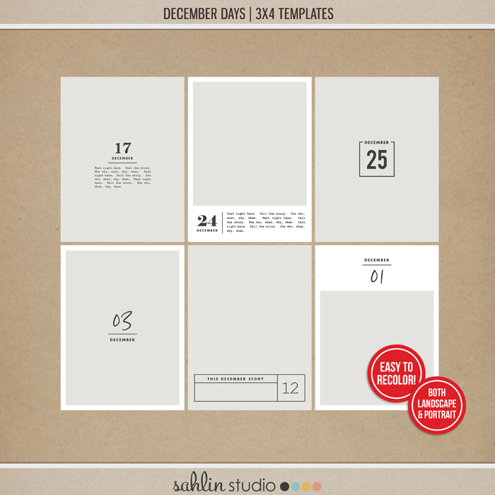 December Days 3x4 Templates by Sahlin Studio