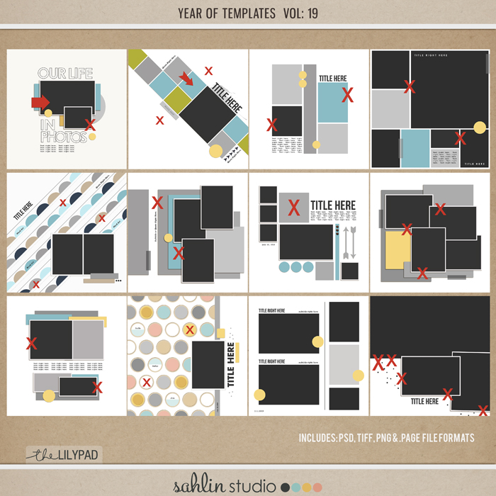 Year of Templates Vol. 19 by Sahlin Studio - Digital scrapbook templates perfect for making pages in a snap!
