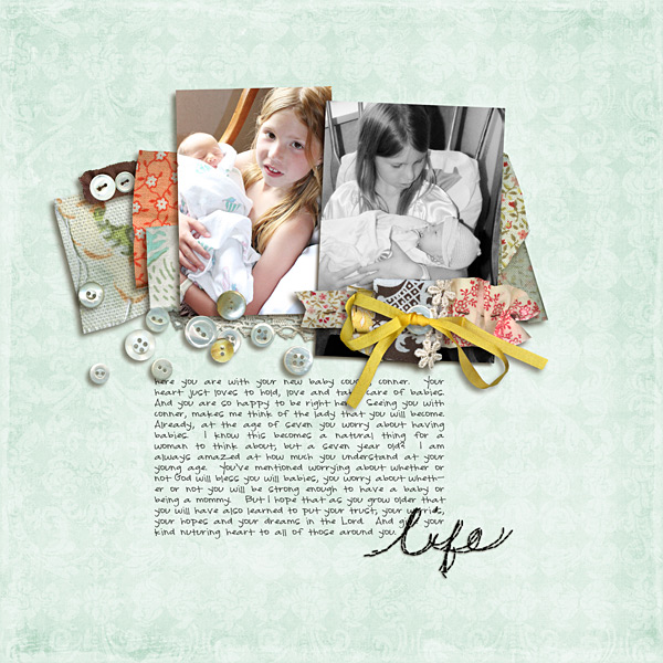 Life New Baby digital scrapbooking layout featuring Jan FREE Template by Sahlin Studio 