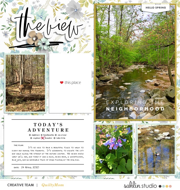 The View Today Adventure digital scrapbook page layout using Exploring - a travel collection by Sahlin Studio