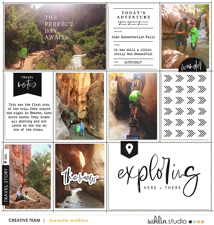 The perfect Day awaits digital Project Life scrapbook page layout using Exploring - a travel collection by Sahlin Studio