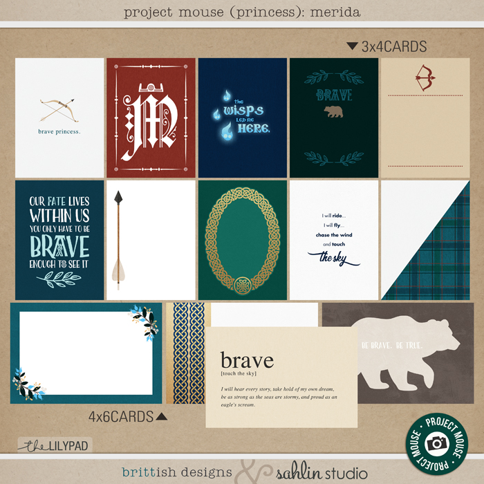 Project Mouse (Princess) Merida | Journal Cards by Britt-ish Designs and Sahlin Studio - Perfect for documenting Disney Brave, Merida, Scotland or other magical moments in your Project Life / Project Mouse album!!