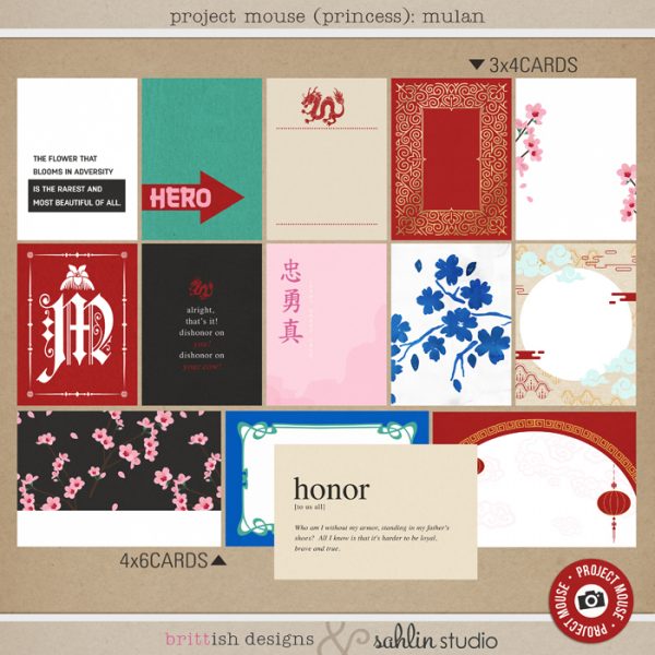 Project Mouse (Princess) Mulan | Journal Cards by Britt-ish Designs and Sahlin Studio - Perfect for documenting Disney Mulan, China or other magical moments in your Project Life / Project Mouse album!!