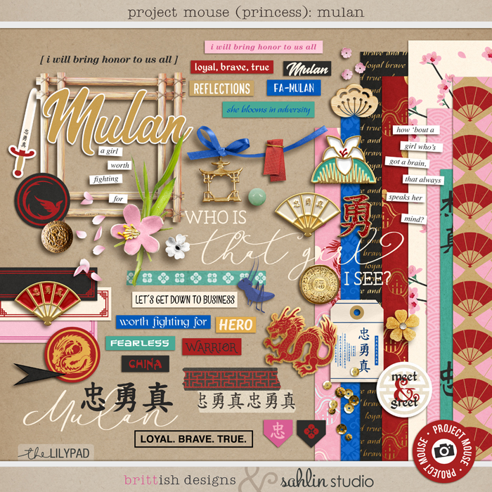 Project Mouse (Princess) Mulan | Kit by Britt-ish Designs and Sahlin Studio - Perfect for documenting Disney Mulan, China or other magical moments in your Project Life / Project Mouse album!!