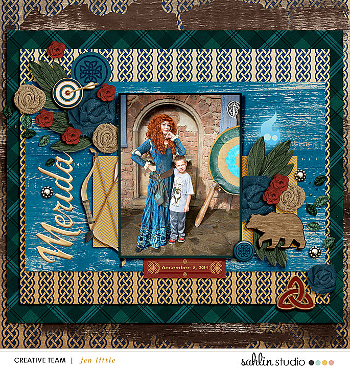 Meeting Merida Be Brave Be True digital scrapbook page layout using Project Mouse (Princess) Merida | Kit & Journal Cards by Britt-ish Designs and Sahlin Studio