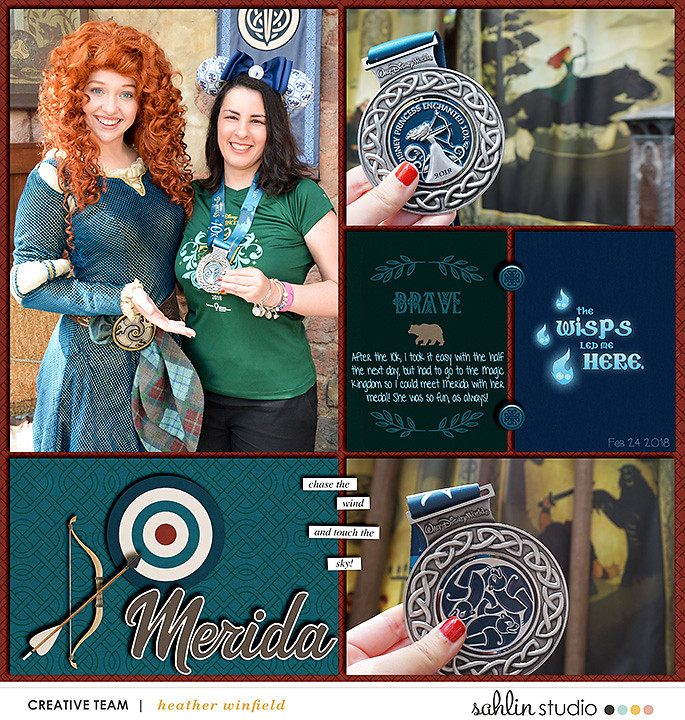 Meeting Merida the wisps are here digital Project Life scrapbook page layout using Project Mouse (Princess) Merida | Kit & Journal Cards by Britt-ish Designs and Sahlin Studio