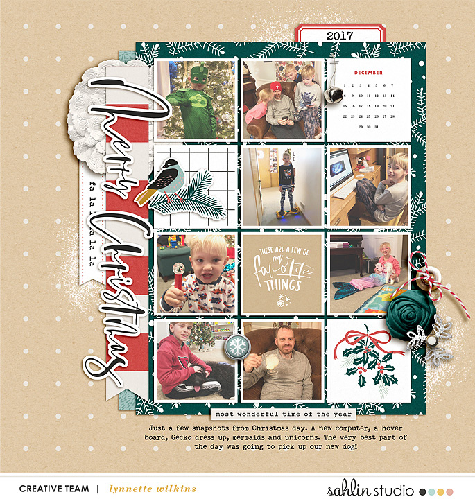 Merry Christmas Cheer  digital scrapbooking layout using Favorite Things (Journal Cards) by Sahlin Studio