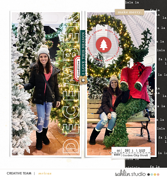 Holiday Favorites December digital scrapbooking layout using Favorite Things (Journal Cards) by Sahlin Studio