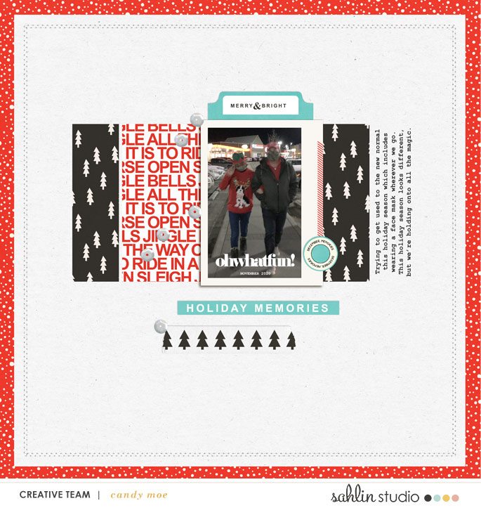 digital scrapbooking layout created by candy moe featuring December 2020 FREE Template by Sahlin Studio