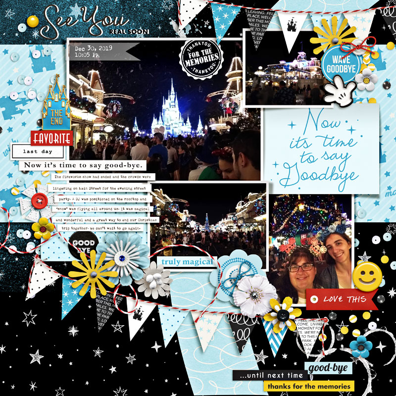 Now it's Time to Say Goodbye Disney digital scrapbooking layout using the Project Mouse (See Ya Real Soon) by Britt-ish Designs and Sahlin Studio