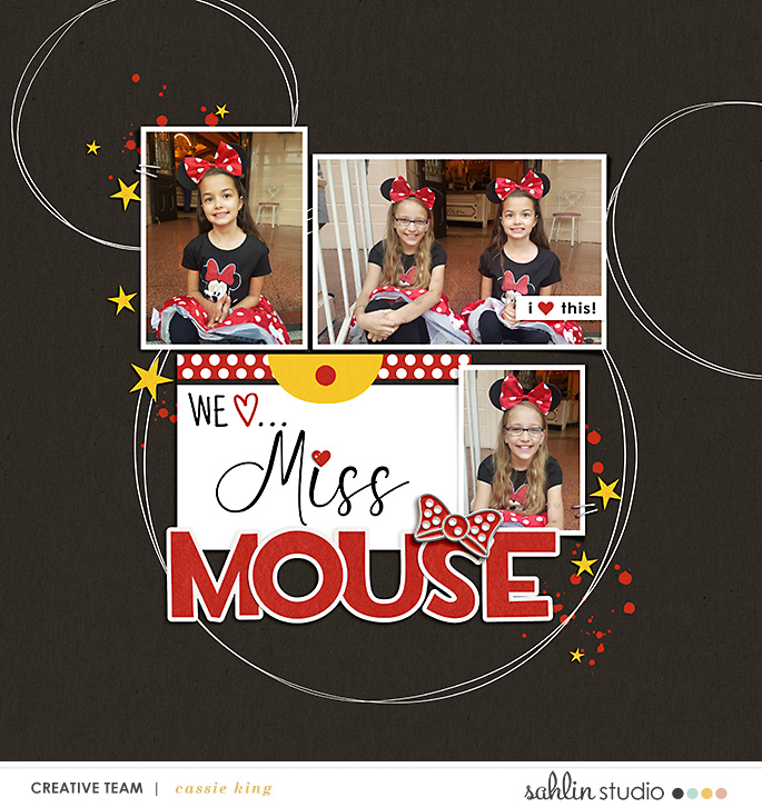 We Love Miss Mouse - Minnie Disney digital scrapbooking layout using the Project Mouse (See Ya Real Soon) by Britt-ish Designs and Sahlin Studio