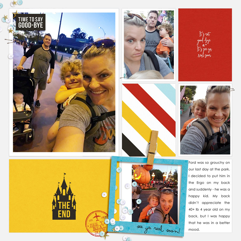 The End Goodbye to Disney digital scrapbooking Project Life layout using the Project Mouse (See Ya Real Soon) by Britt-ish Designs and Sahlin Studio