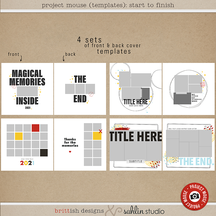 Project Mouse Templates (Start to Finish) by Sahlin Studio and Britt-ish Designs - Digital scrapbook templates perfect for making pages in a snap!