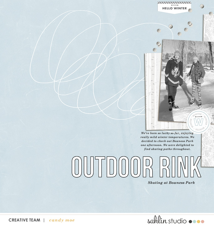 digital scrapbooking layout created by candy moe featuring February 2021 FREE Template by Sahlin Studio