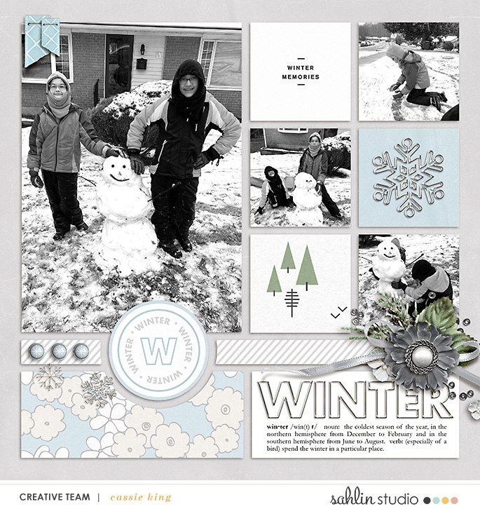 digital scrapbooking layout created by cassie king featuring January 2021 FREE Template by Sahlin Studio