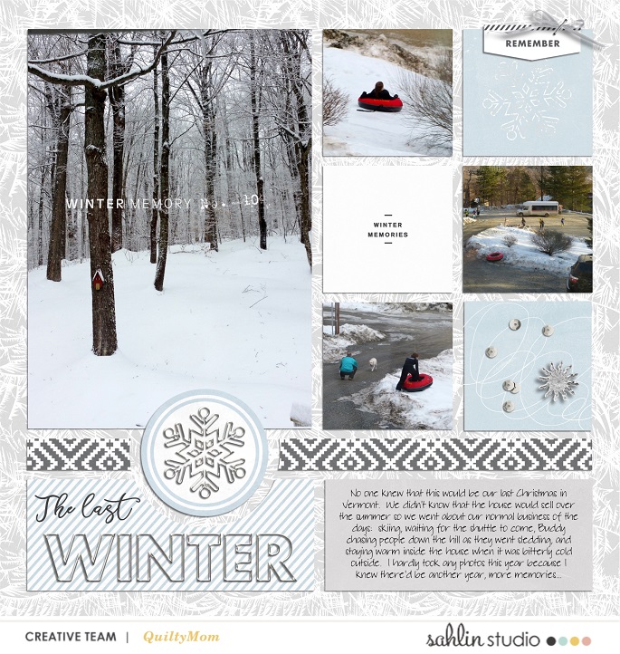 digital scrapbooking layout created by quiltymom featuring January 2021 FREE Template by Sahlin Studio