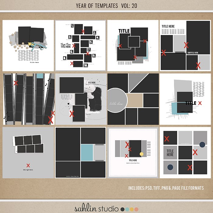 Year of Templates Vol. 20 by Sahlin Studio - Digital scrapbook templates perfect for making pages in a snap!