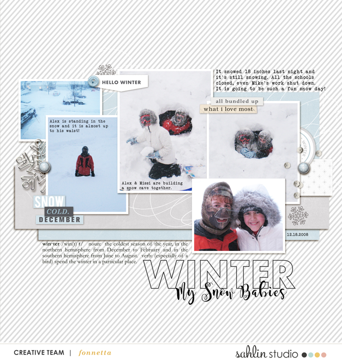 digital scrapbooking layout created by fonnetta featuring Winter Stories by Sahlin Studio