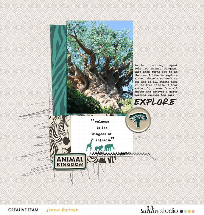 Disney Animal Kingdom scrapbook Project Life layout using Project Mouse (Pop) Extras by Britt-ish Designs