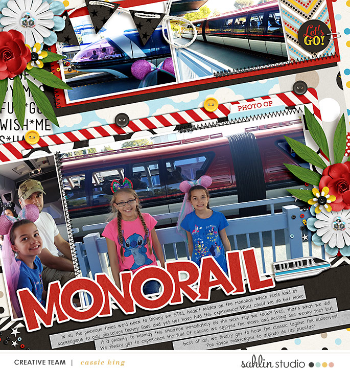 Disney Monorail scrapbook layout using Project Mouse (Pop) Extras by Britt-ish Designs