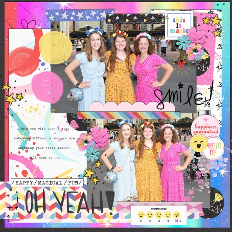 Oh Yeah scrapbook layout using Project Mouse (Pop) Extras by Britt-ish Designs