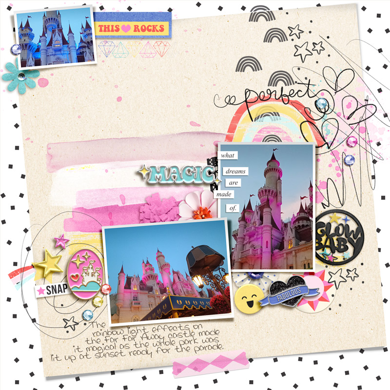 Disney scrapbook layout using Project Mouse (Pop) Extras by Britt-ish Designs