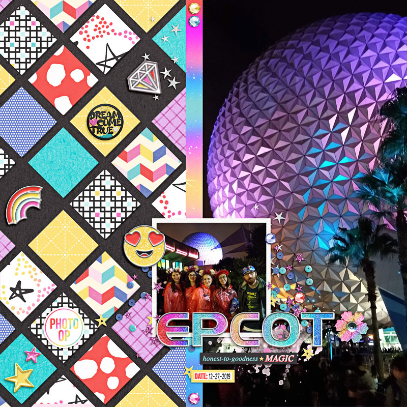 Disney EPCOT scrapbook Project Life layout using Project Mouse (Pop) Extras by Britt-ish Designs
