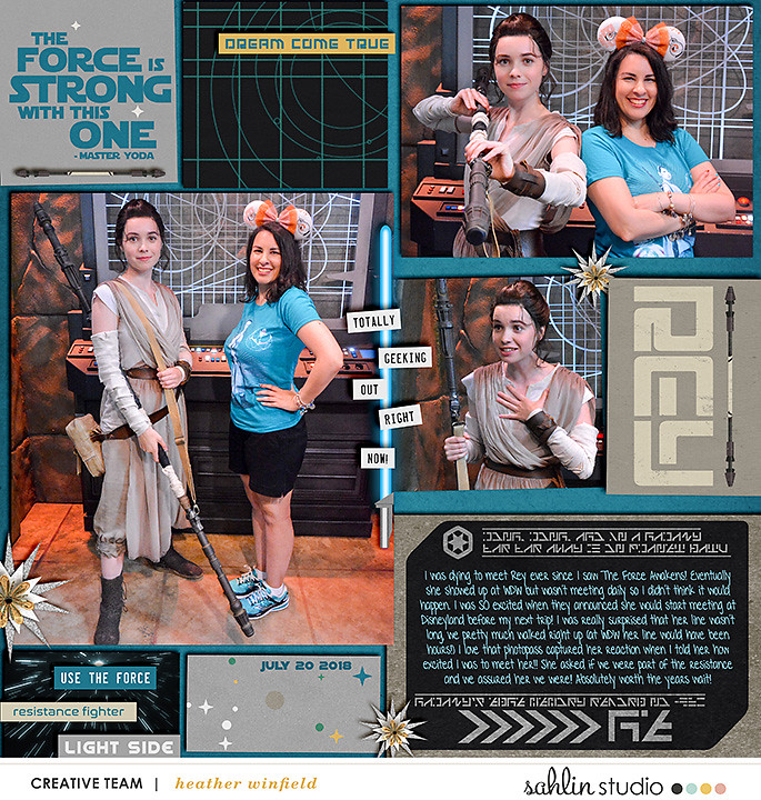 Disney Star Wars Rey digital scrapbook layout using Project Mouse (Galaxy): by Sahlin Studio