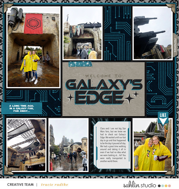 Disney Star Wars Galaxy's Edge digital scrapbook layout using Project Mouse (Galaxy): by Sahlin Studio
