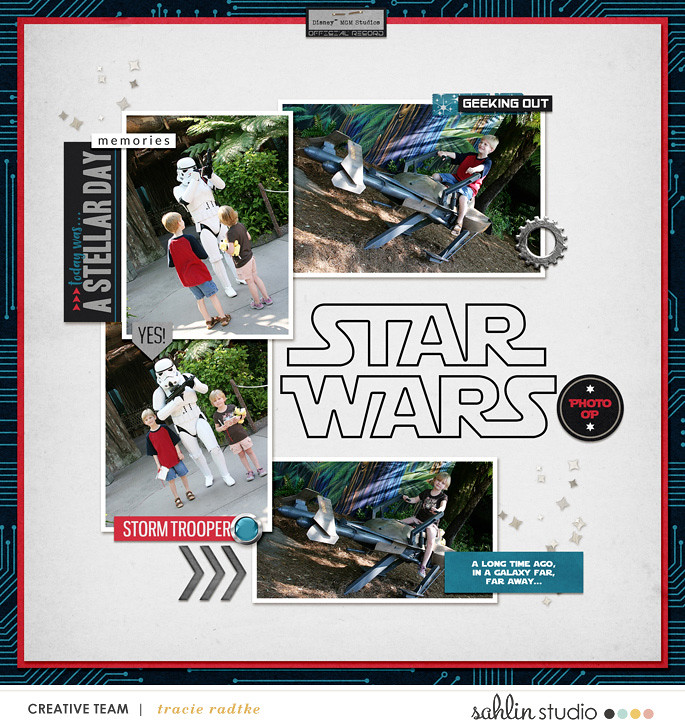 Disney Star Wars digital scrapbook layout using Project Mouse (Galaxy): by Sahlin Studio