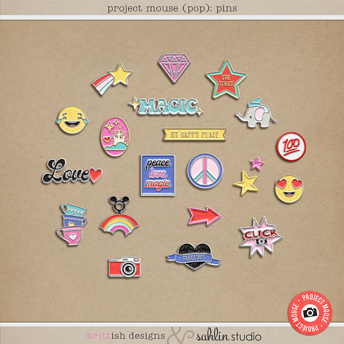 Project Mouse (POP): Pins by Britt-ish Designs and Sahlin Studio - Perfect for documenting your Disney Project Mouse and Project Life albums!!