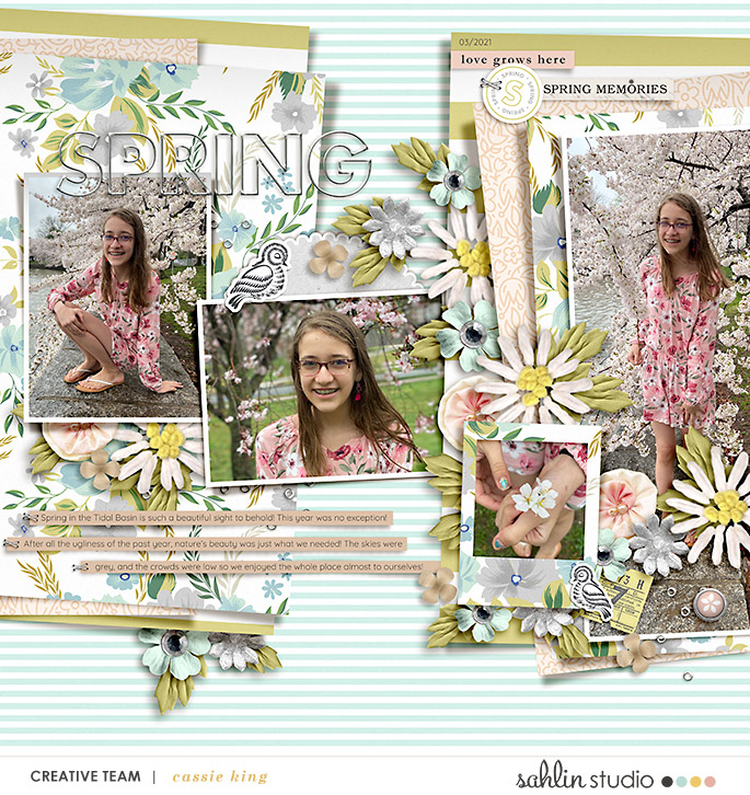 digital scrapbooking layout created by cassie king featuring Spring Stories by Sahlin Studio