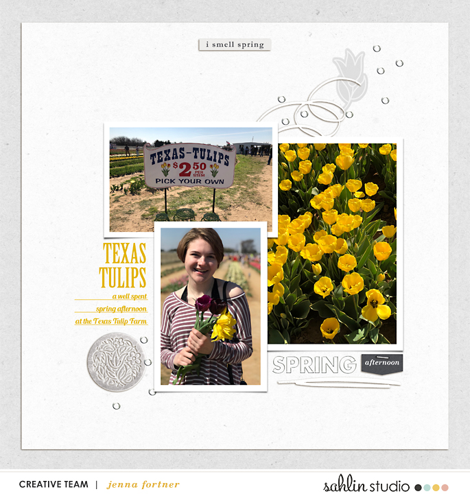 digital scrapbooking layout created by jenna featuring Spring Stories by Sahlin Studio