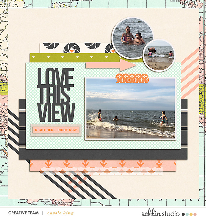 digital scrapbooking layout created by cassie king featuring June 2021 FREE Template by Sahlin Studio