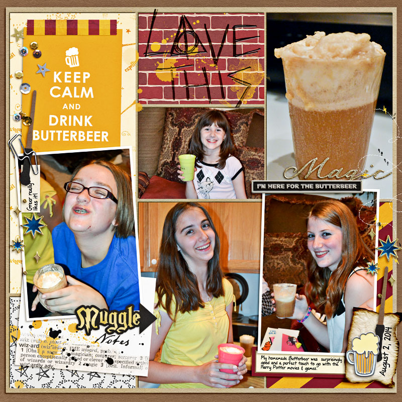 Harry Potter Butterbeer Digital project life page using Project Mouse (Wizarding) by Britt-ish Designs and Sahlin Studio