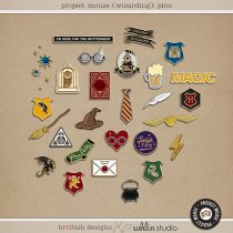 Project Mouse (Wizarding) Enamel Pins by Brittish Designs and Sahlin Studio - Perfect for your Universal Studios or Harry Potter Wizarding World vacation digital scrapbooking layouts or Project Life albums!!