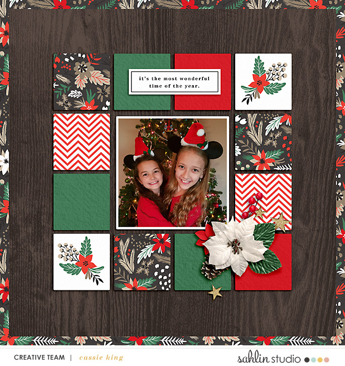 digital scrapbooking layout created by cassie king featuring Holly Days by Sahlin Studio