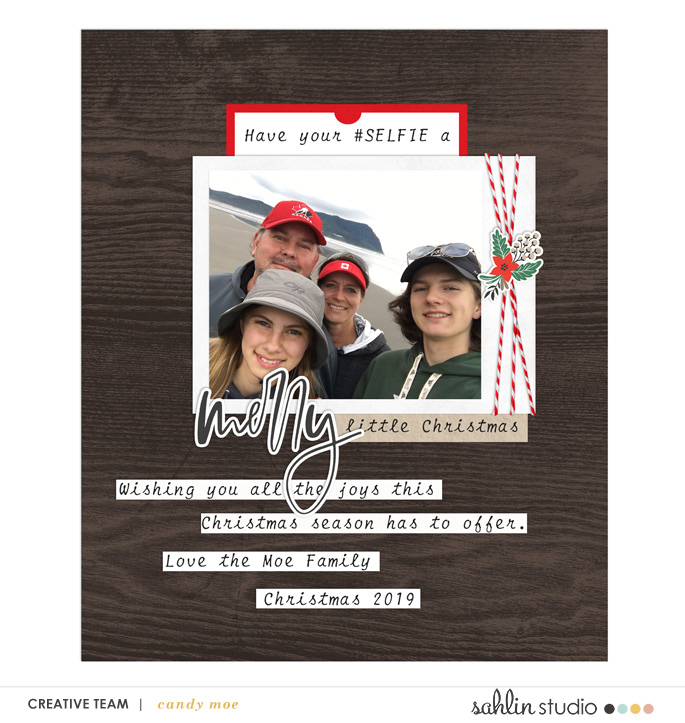 digital scrapbooking layout created by candy moe featuring Holly Days by Sahlin Studio