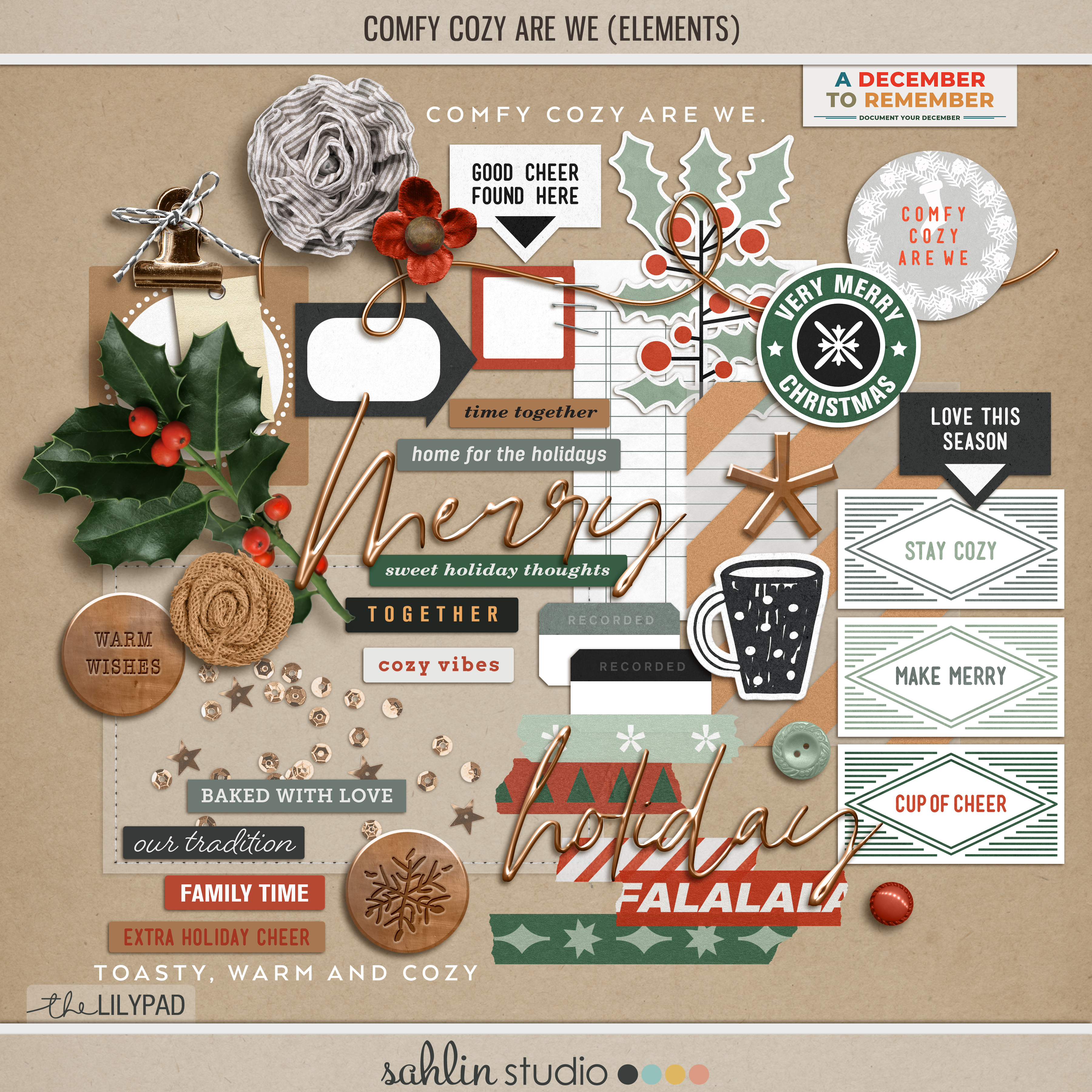 Comfy Cozy Are We (Elements) by Sahlin Studio - Perfect for scrapbooking your December Daily, Document Your December, Project Life and Christmas albums!!