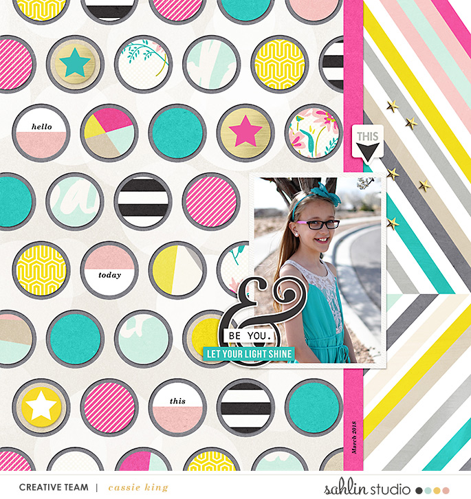 digital scrapbooking layout created by Cassie King featuring Shine Bright by Sahlin Studio