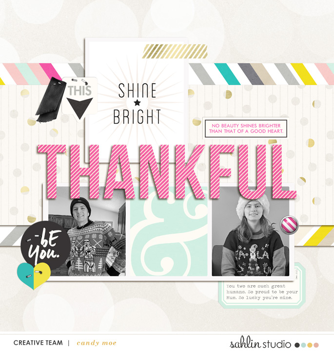 digital scrapbooking layout created by Candy Moe featuring Shine Bright by Sahlin Studio