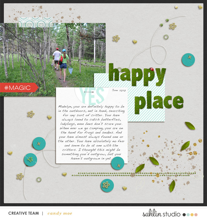 digital scrapbooking layout created by candy moe featuring Grass Alpha and Whispers Nature by Sahlin Studio