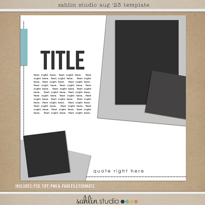 Sahlin Studio, Digital Scrapbooking DesignsFREE Digital Scrapbooking  Template / Sketch, August '23 - Sahlin Studio