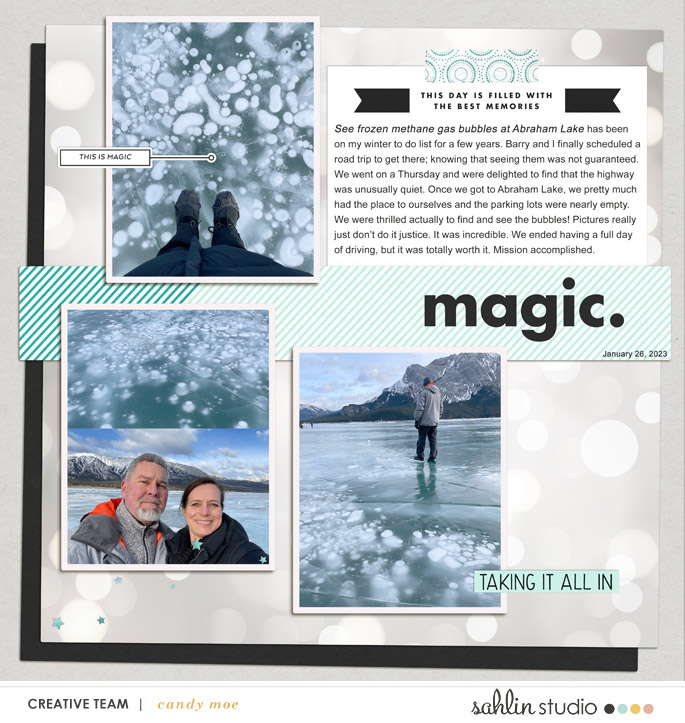 digital scrapbooking layout created by candy moe featuring February '23 FREE Template by Sahlin Studio
