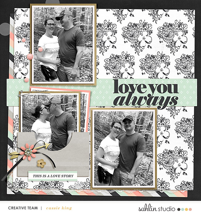 digital scrapbooking layout created by cassie king featuring February '23 FREE Template by Sahlin Studio