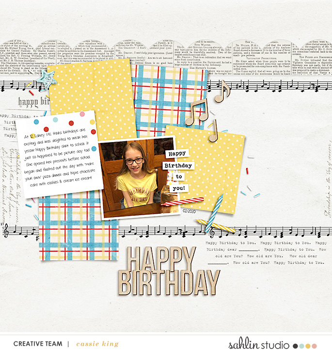 digital scrapbooking layout created by Cassie featuring Birthday Cake by Sahlin Studio